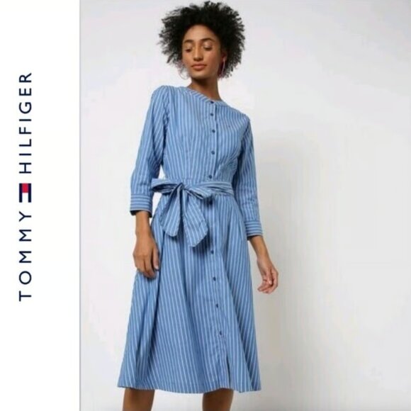 Tommy Hilfiger Striped Midi Shirt Dress - Picture 1 of 9